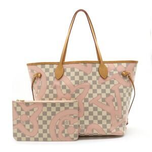 LOUIS VUITTON Damier Azur Tahiti Neverfull MM Tote Bag Shoulder Rose Ballerine